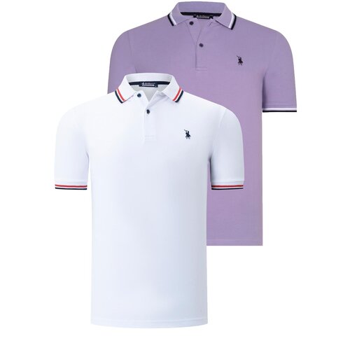 Dewberry DUAL SET T8594 MENS T-SHIRT-WHITE-LILAC Slike