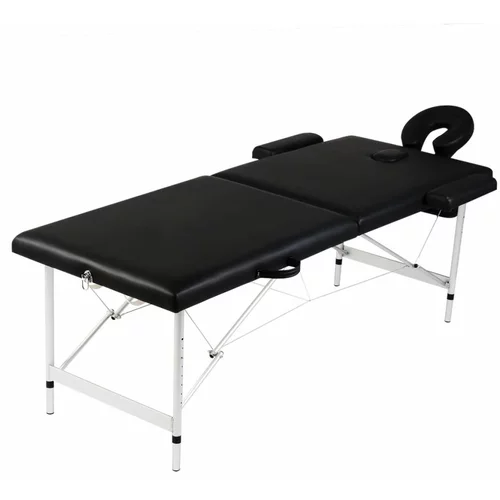Crni Zložljiva masažna miza 2-conska aluminijast okvir črna