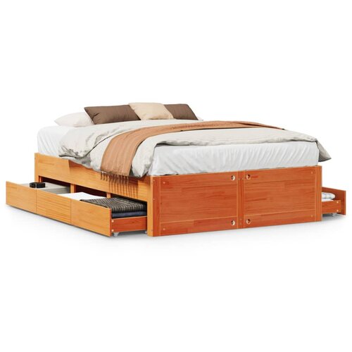 vidaXL Posteljni okvir brez vzmetnice s predali 140x200 cm borovina, (21609367) Cene