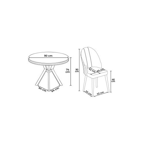 Hanah home Set trpezarijskog stola i stolica (5 delova) Mos Anthracite Gold Cappuccino Slike