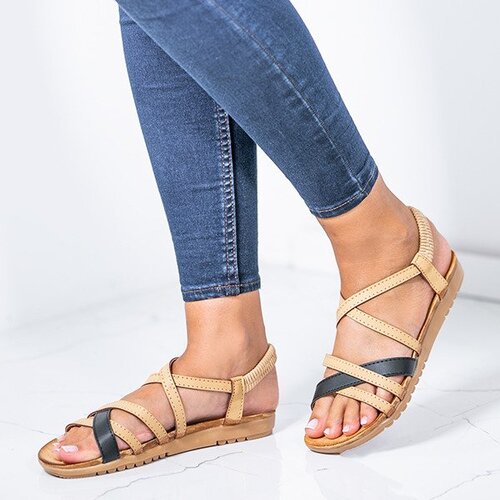 Resti Beige - black sandals with Zsofia elastic - Footwear 1 Slike