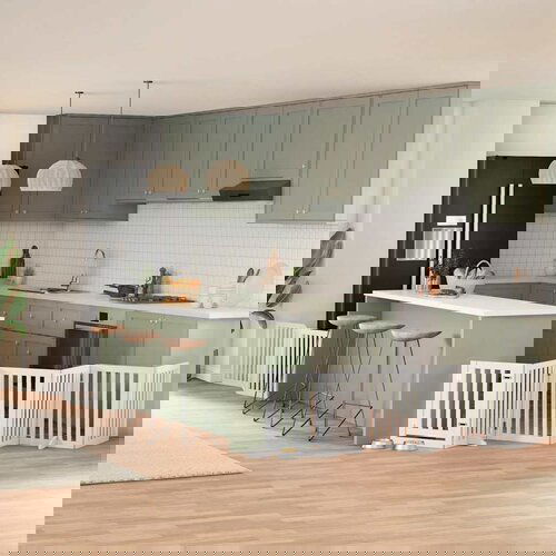 vidaXL Ograda za pse z vrati zložljiva 9 panelov bela 450 cm les Cene