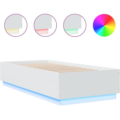 Maison Chic Posteljni okvir - Enojna postelja - Postelja za odrasle z LED lučkami bel 100x200 cm inženirski les, (21696204) Slike