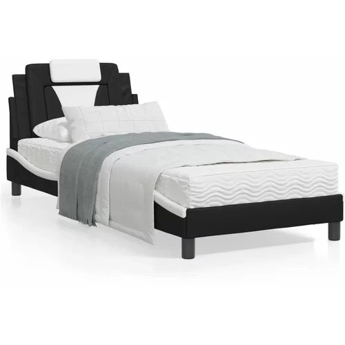  Okvir kreveta s uzglavljem crno-bijeli 90 x 200 cm umjetna koža