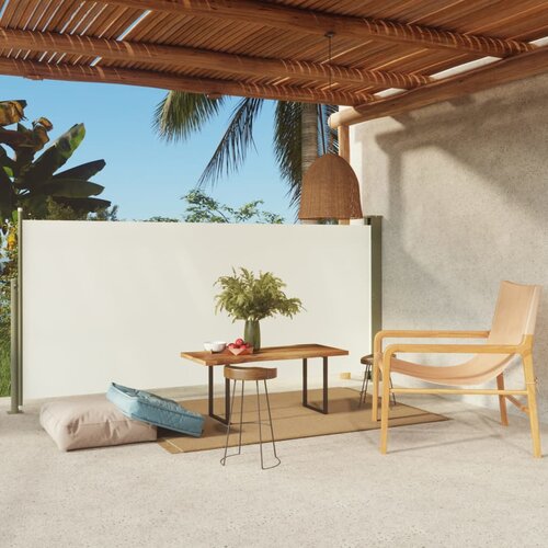 VidaXL Uvlačiva bočna tenda za terasu 140 x 300 cm krem Slike