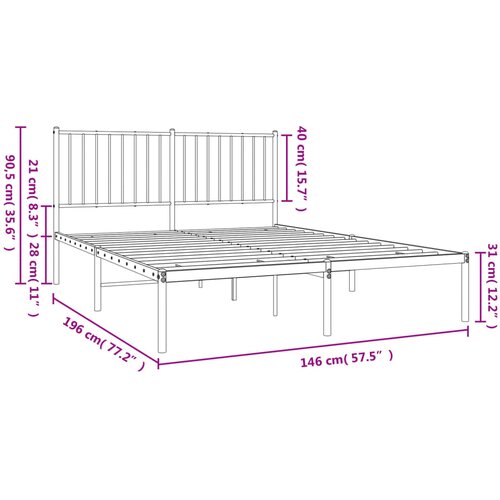  Metalni okvir za krevet s uzglavljem crni 140x190 cm Slike