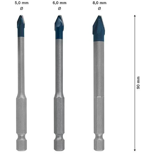 Bosch Komplet svedrov za keramiko Professional Expert HEX-9 HardCeramic (premer: 5-8 mm, 3-delni) Slike