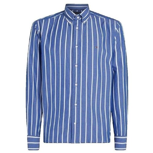 Tommy Hilfiger Srajce z dolgimi rokavi Chemise ray&eacute;e bleu et blanc MW0MW385600A4 Modra Cene