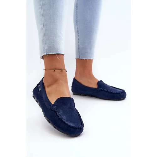 Kesi Women's eco suede loafers, dark blue Amrutia