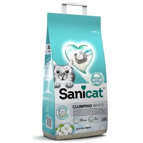 Sanicat Posip za mačke Bentonit sa aktivnim kiseonikom Clumping White 8l Slike