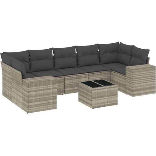  8-dijelni set vrtnih sofa od poliratana s jastucima svjetlosivi Slike