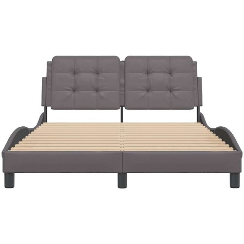 vidaXL Posteljni okvir z LED lučkami siv 140x190 cm umetno usnje Cene