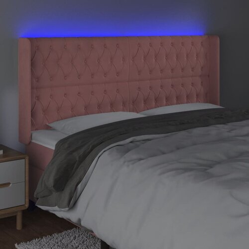  LED uzglavlje ružičasto 203x16x118/128 cm bar&amp;scaron;unasto Slike