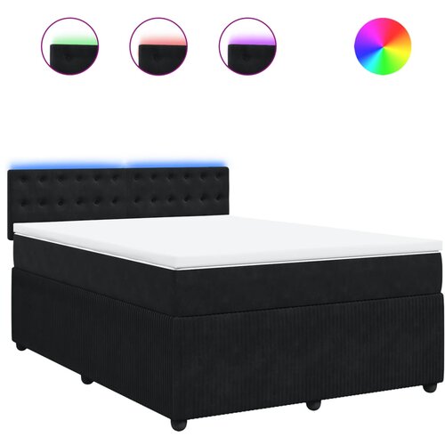 vidaXL box spring postelja z vzmetnico črna 160x200 cm žamet, (21304906) Cene