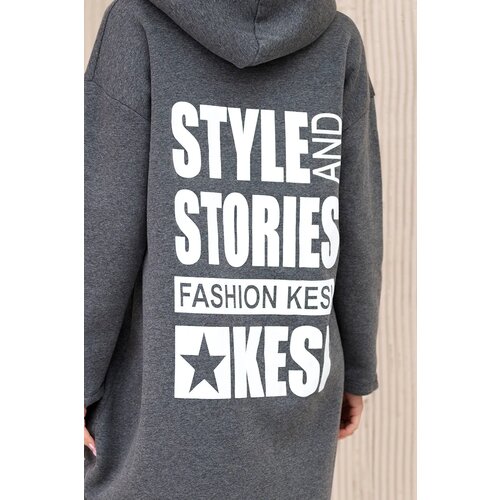 Kesi Padded sweatshirt with a long back and a graphite hood Cene