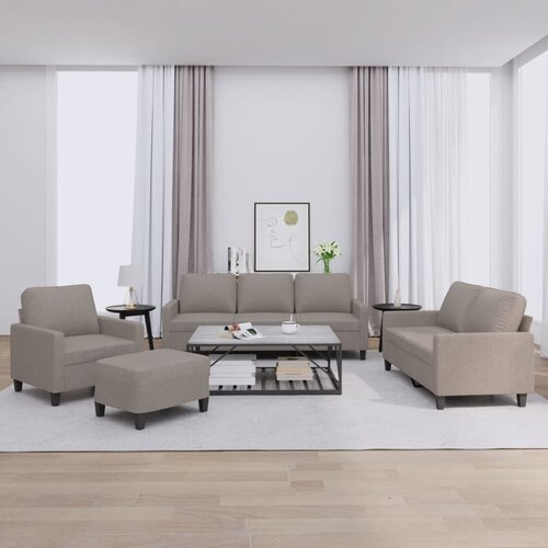  4-dijelni set sofa s jastucima smeđesivi od tkanine Cene
