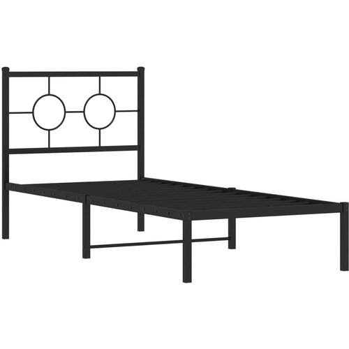  Metalni okvir za krevet s uzglavljem crni 80x200 cm Slike