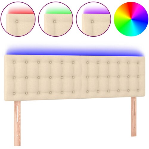 Maison Chic led posteljno vzglavje - vzglavna omarica - nočna omarica krem 144x5x78/88 cm blago, (21706935) Slike