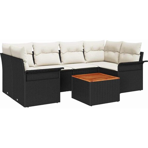  Sjedeća garnitura za vrt 7 kom. 6-Broj sjedala Crna i Krema 234 x 132.5 x 69 cm Slike