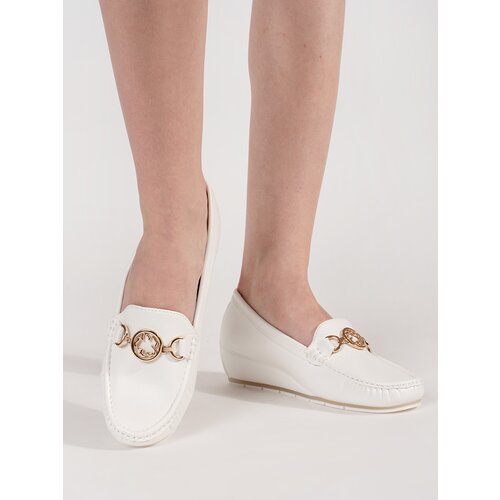 GOODIN White wedge loafers with gold decoration Cijene