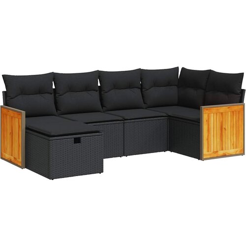 Maison Chic Seti vrtnega pohi&amp;scaron;tva - Vrtna garnitura - Vrtni pohi&amp;scaron;tvo set 6-delna z blazinami črna poli ratan, (21805093) Slike