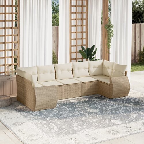 vidaXL 7-dijelni set vrtnih sofa od poliratana s jastucima bež Cijene