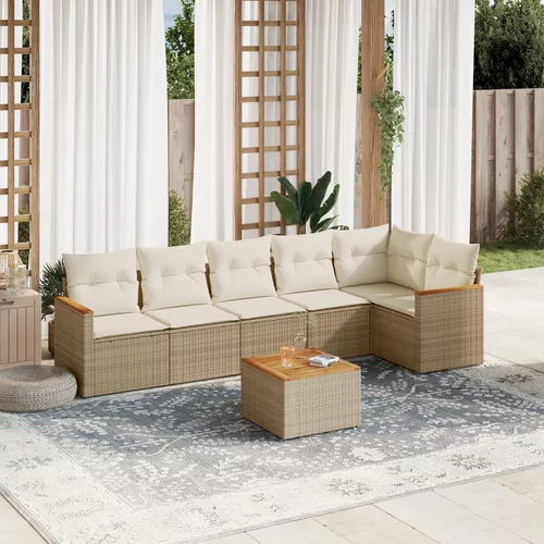 vidaXL 7-dijelni set vrtnih sofa od poliratana s jastucima bež
