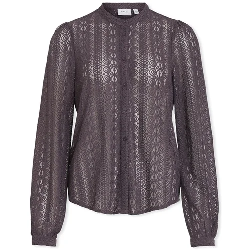 Vila Topi & Bluze Noos Chikka Lace Shirt L/S - Plum Perfect Vijolična