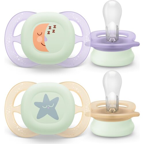 Avent tolažilna duda - silikon Ultra Start nočna, 0-2m, Ž, 2/1 Slike