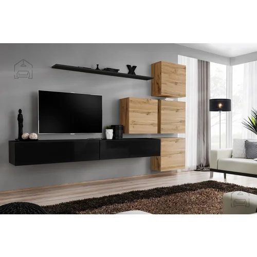 ASM Meble Dnevni TV regal Switch IX 310 cm - črn/votan