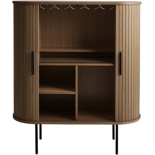 Unique Furniture rjava vinska omara v hrastovem dekorju z drsnimi vrati 100x118x40 cm nola &amp;ndash; Slike