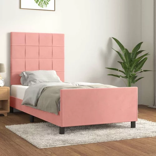  Okvir za krevet s uzglavljem ružičasti 90x200 cm baršunasti