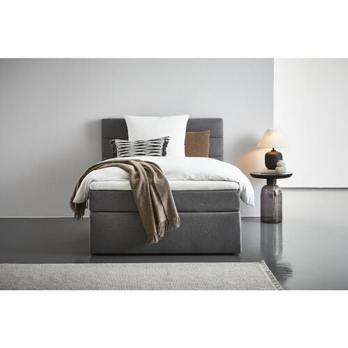 CARRYHOME POSTELJA BOXSPRING 140 cm x 200 cm , tekstil siva Slike