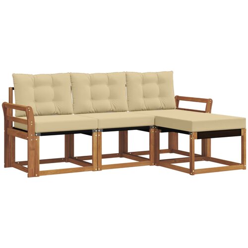  Set vanjskih sofa 4 kom. Prirodna i bež Smeđa 194 x 122,5 x 73 cm Slike