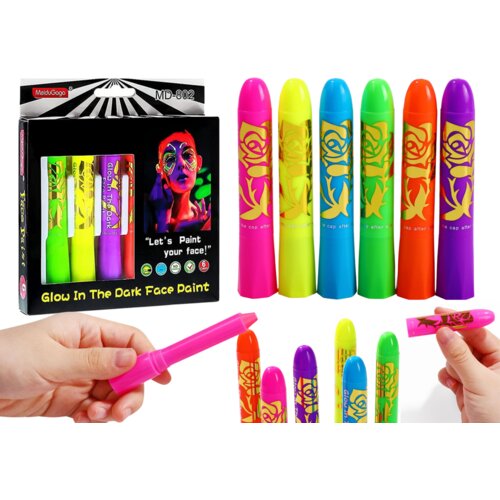  Neonski set flomastera za oslikavanje lica - 6 kom Slike