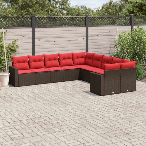  10-dijelni set vrtnih sofa od poliratana s jastucima smeđi Cijene