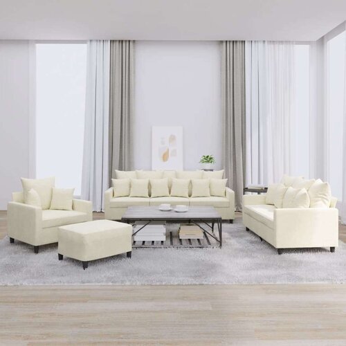 VidaXL 4-dijelni set sofa s jastucima krem bar&amp;scaron;unasti Slike