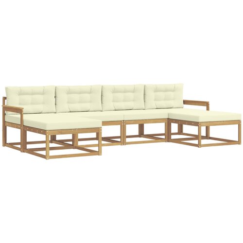  Set vanjskih sofa 6 kom. Bijela i krem Smeđa 329 x 162,5 x 73 cm Slike