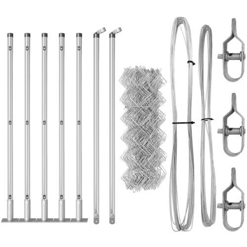 vidaXL Verižna ograja s 7 pritrjenimi stebri 0.6x10 m Galvanizirano jeklo Cene