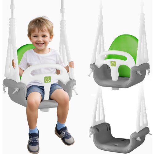 Ricokids 3-in-1 Bucket Swing for Kids - Safe and Versatile Gray-Green Design, (21740663) Cene