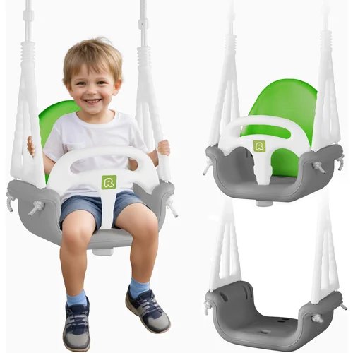 Ricokids 3-in-1 Bucket Swing for Kids - Safe and Versatile Gray-Green Design, (21740663)