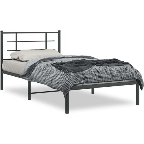 Metalni okvir za krevet s uzglavljem crni 107x203 cm Cijene