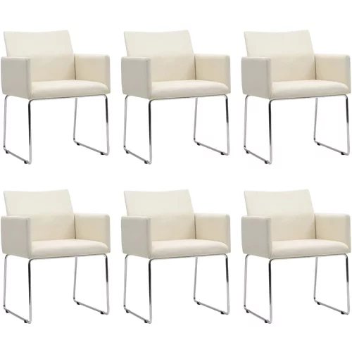  Blagovaonske stolice od tkanine 6 kom s izgledom platna bijele
