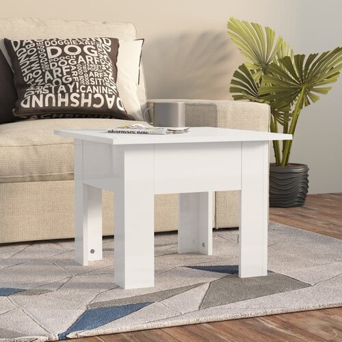  Stolić za kavu sjajni bijeli 55 x 55 x 42 cm konstruirano drvo Cijene