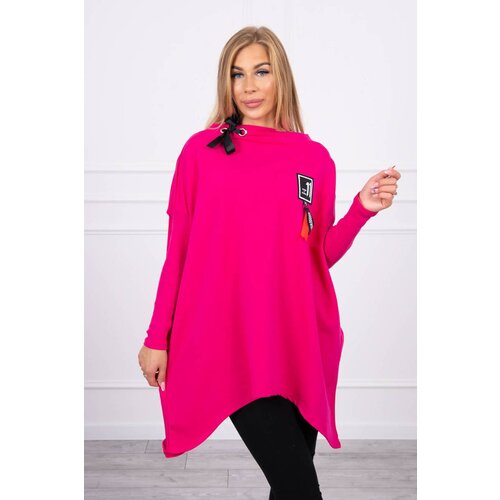 Kesi Oversized sweatshirt with asymmetrical sides in fuchsia color Slike