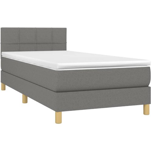  Krevet s oprugama i madracem tamnosivi 90 x 190 cm od tkanine Slike