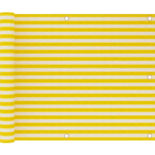 vidaXL Balkonsko platno rumeno in belo 75x300 cm HDPE, (20764737)