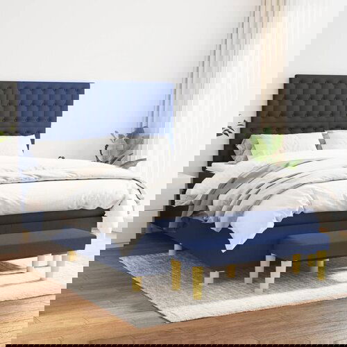The Living Store Box spring postelja z vzmetnico modra 140x200 cm blago - Box Spring Postelja, (21513457) Slike