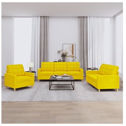 vidaXL 3-dijelni set sofa s jastucima svjetložuti od tkanine Cene