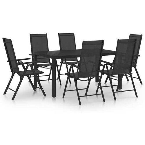  7-dijelni vrtni blagovaonski set aluminijski crni Cene